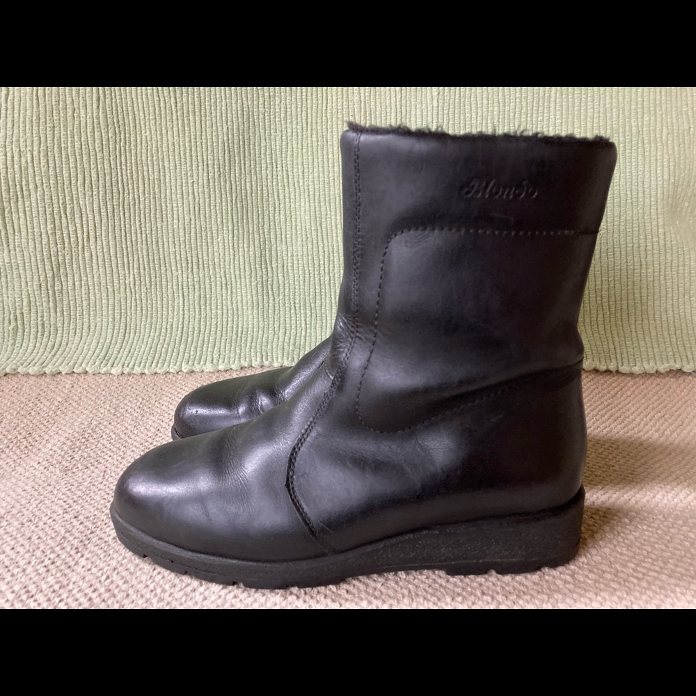 Blondo Men's Black Leather Wool-Lined Insulated Zip Mid Winter Boots Sz M8 - Picture 2 of 11